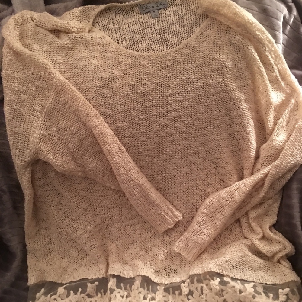 Lace trim sweater